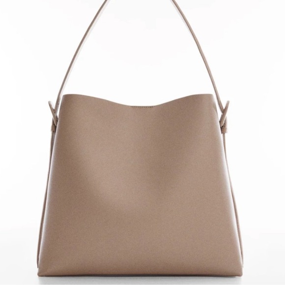 Mango Handbags - NWT Mango Shopper Bag with Buckle Pastel Brown